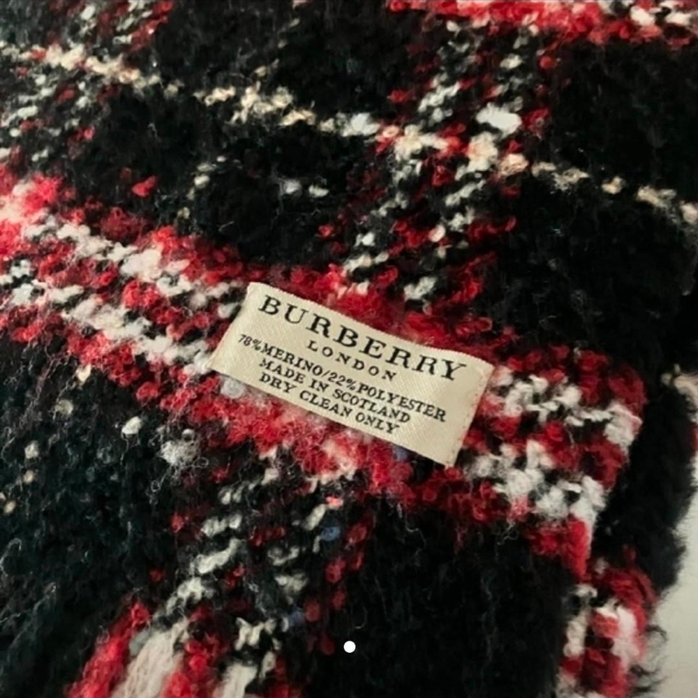 Burberry Red and Black Checkered Scarf